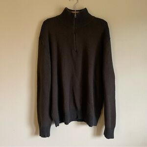 GAP Knit Mockneck Sweater Quarter Zip Pullover Brown Mens Size XXL